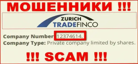 12374614 - это регистрационный номер ZurichTradeFinco, который представлен на официальном интернет-сервисе конторы