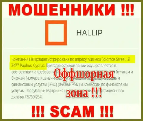 Старайтесь держаться как можно дальше от офшорных интернет мошенников Hallip Com !!! Их юридический адрес регистрации - Vasileos Solomos Street, 31 3477 Paphos, Cyprus