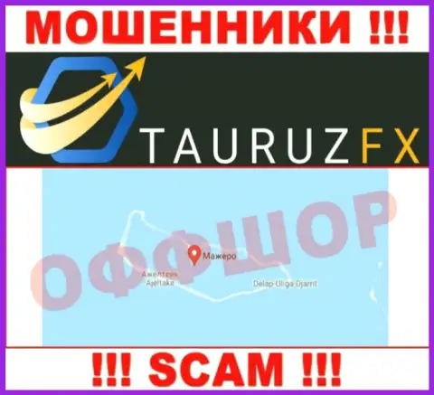С internet-обманщиком ТаурузФХ Ком не рекомендуем работать, ведь они расположены в оффшоре: Marshall Island