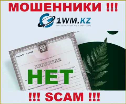 1WM Kz не имеют лицензию на ведение бизнеса - это самые обычные интернет обманщики