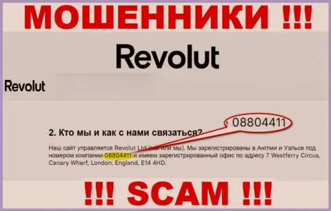 Будьте очень внимательны, присутствие номера регистрации у компании Revolut (08804411) может оказаться ловушкой