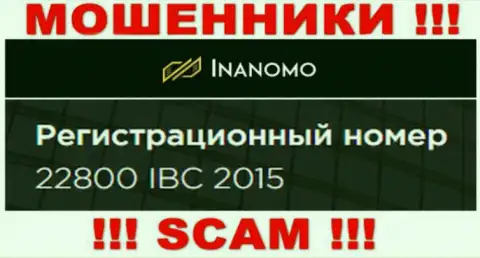Регистрационный номер компании Inanomo - 22800 IBC 2015