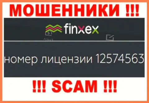 Finxex скрывают свою мошенническую сущность, представляя на своем сайте лицензионный документ