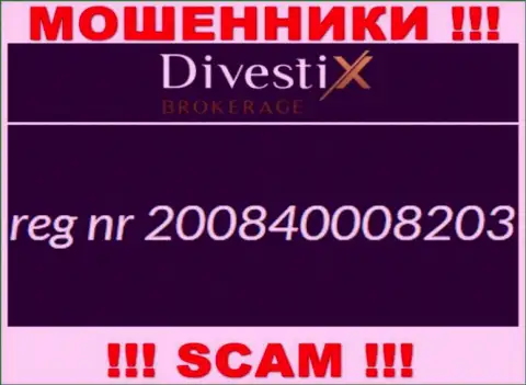 Регистрационный номер мошенников DivestiX Capital Ltd (200840008203) не доказывает их добропорядочность