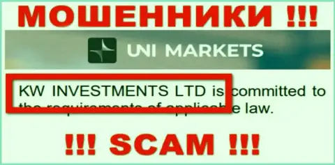 Владельцами ЮНИ Маркетс оказалась компания - KW Investments Ltd