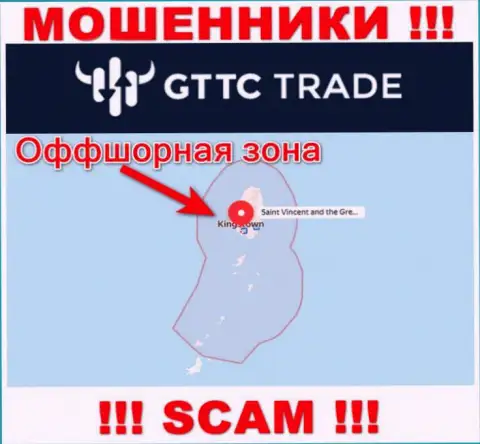 МОШЕННИКИ GTTC Trade зарегистрированы довольно-таки далеко, а именно на территории - Saint Vincent and the Grenadines