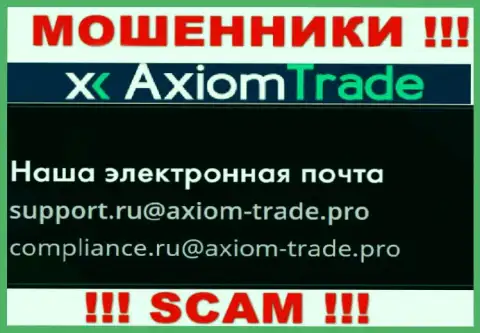 На сайте неправомерно действующей компании Axiom-Trade Pro указан данный адрес электронного ящика