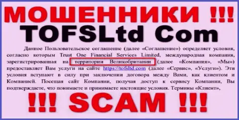 Жулики TOFSLtd Com спрятали правдивую инфу об юрисдикции конторы, у них на интернет-портале все фейк