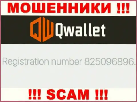 Компания QWallet указала свой регистрационный номер на официальном сайте - 825096896