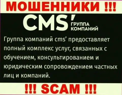 Крайне рискованно иметь дело с мошенниками CMS-Institute Ru, сфера деятельности которых Consulting