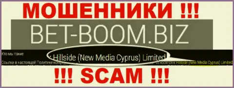 Юридическим лицом, управляющим internet мошенниками Bet-Boom Biz, является Хиллсиде (Нью Медиа Кипр) Лтд