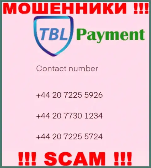 Мошенники из организации TBL Payment, для развода доверчивых людей на средства, задействуют не один телефонный номер