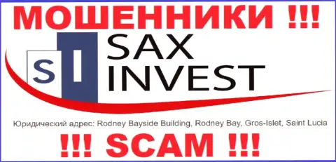 Средства из Sax Invest вернуть обратно не выйдет, ведь расположены они в офшоре - Rodney Bayside Building, Rodney Bay, Gros-Islet, Saint Lucia
