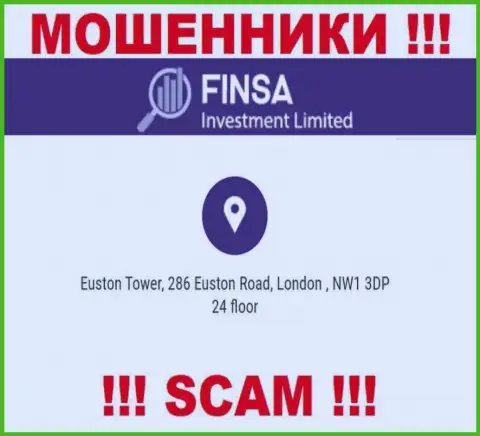 Избегайте совместной работы с конторой FinsaInvestmentLimited Com - данные аферисты распространили липовый официальный адрес