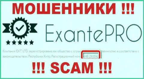 EXANTE Pro Com жулики интернет сети !!! Их регистрационный номер: HE 293592