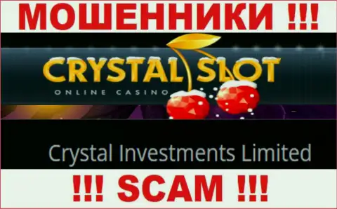 Организация, которая владеет мошенниками КристалСлот - это Кристал Инвестментс Лимитед