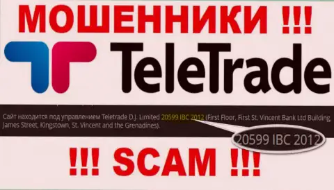 Регистрационный номер интернет-мошенников TeleTrade Org (20599 IBC 2012) никак не гарантирует их добропорядочность