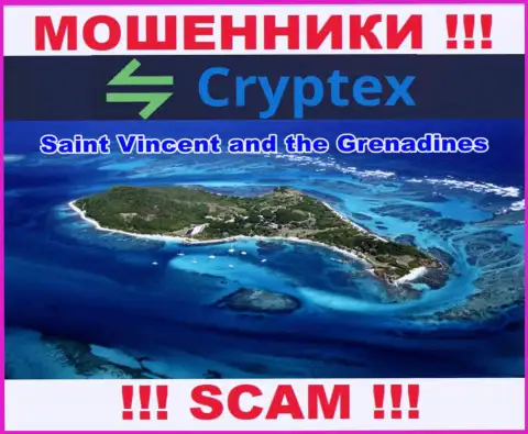 Из компании Криптекс Нет финансовые вложения возвратить нереально, они имеют офшорную регистрацию - Saint Vincent and Grenadines
