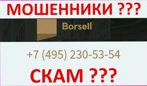 С какого телефонного номера будут звонить интернет мошенники из организации Борселл неизвестно, у них их масса