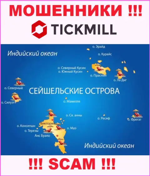 С организацией Tickmill Com довольно рискованно взаимодействовать, адрес регистрации на территории Seychelles