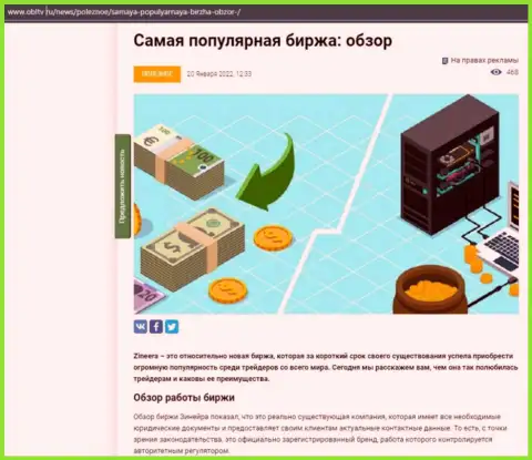 Небольшой анализ условий для торгов дилера Зиннейра на интернет-портале OblTv Ru