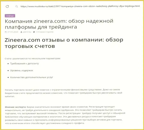 Разбор торговых счетов организации Zinnera в обзорной публикации на онлайн-сервисе муслимка ру